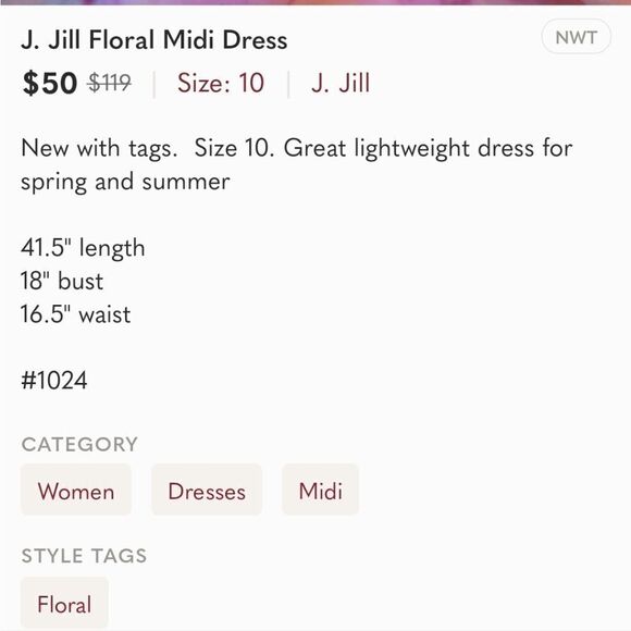 J. Jill Floral Midi Dress - Picture 8 of 8